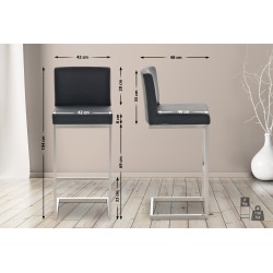 Juego de 2 taburetes de bar Paros, piel sintética negra