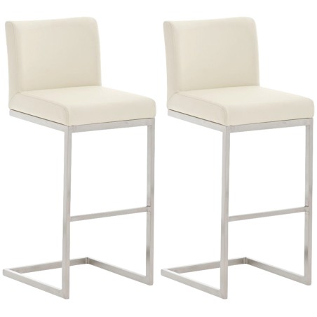 Juego de 2 taburetes de bar Paros, piel sintética color crema