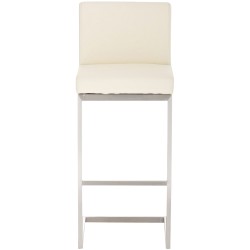 Juego de 2 taburetes de bar Paros, piel sintética color crema