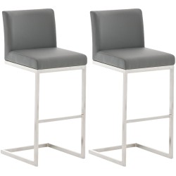 Juego de 2 taburetes de bar Paros, piel sintética gris