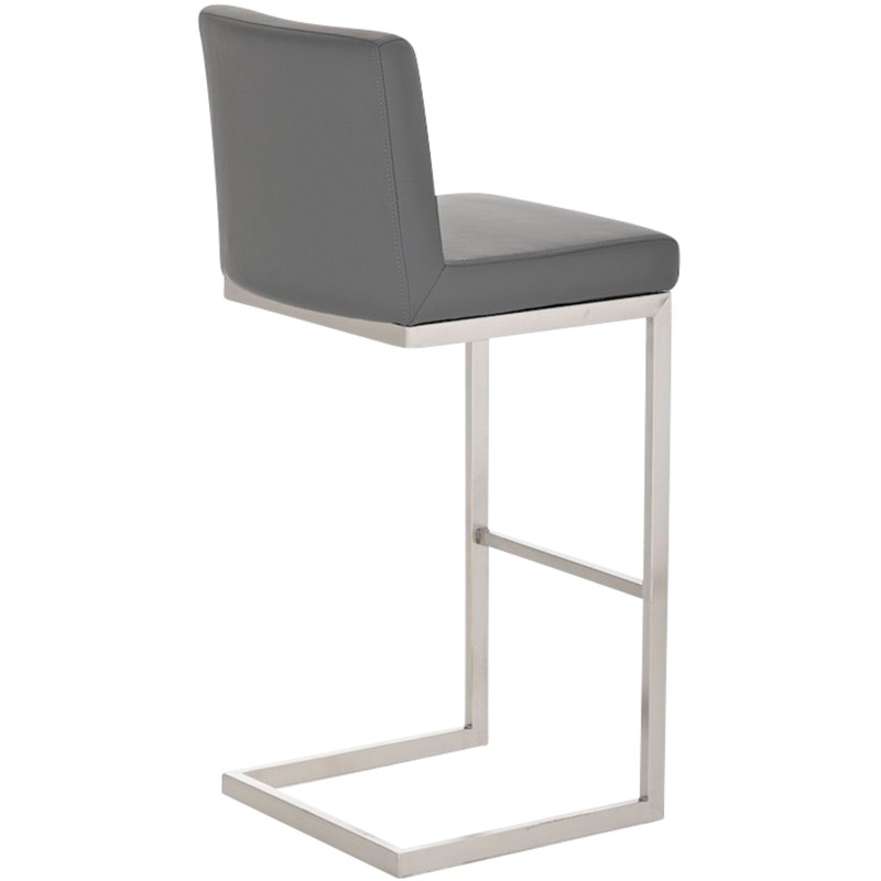 Juego de 2 taburetes de bar Paros, piel sintética gris