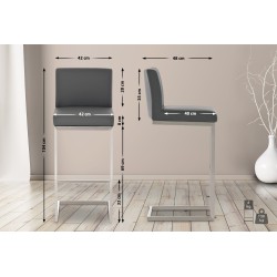 Juego de 2 taburetes de bar Paros, piel sintética gris