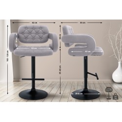 Taburete de bar Dublin FABRIC negro gris