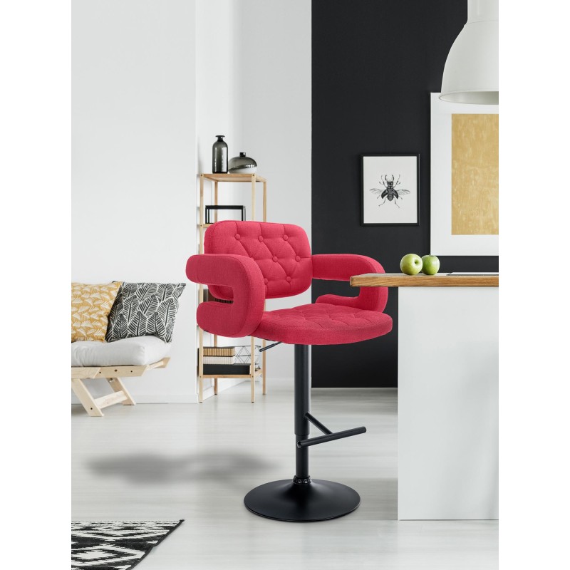 Taburete de bar Dublin FABRIC negro rojo