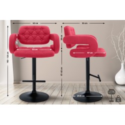 Taburete de bar Dublin FABRIC negro rojo
