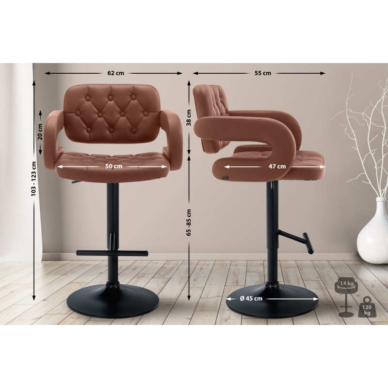 Taburete de bar Dublin negro coñac