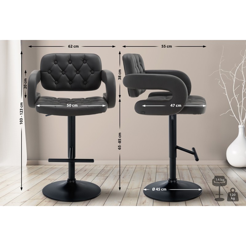 Taburete de bar Dublin negro y gris