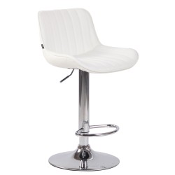 Taburete de bar Lentini en polipiel cromada blanca