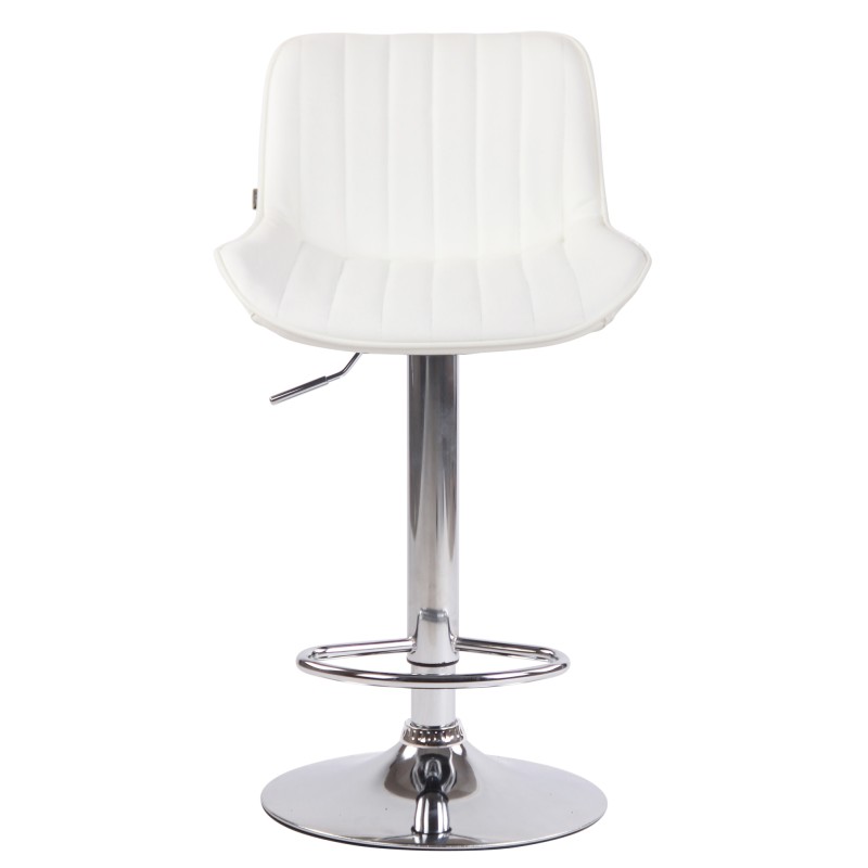 Taburete de bar Lentini en polipiel cromada blanca