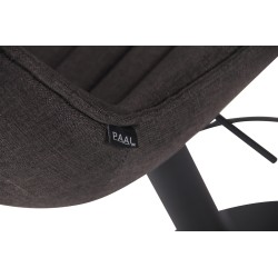 Taburete de bar Lentini en tejido negro gris oscuro