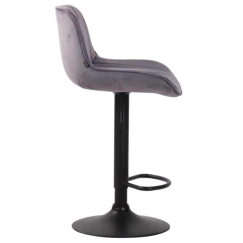 Taburete de bar Lentini en terciopelo negro y gris oscuro