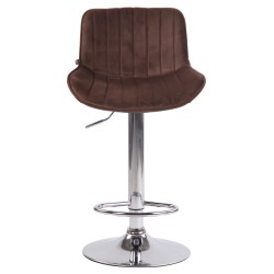 Taburete de bar Lentini en terciopelo cromado marrón