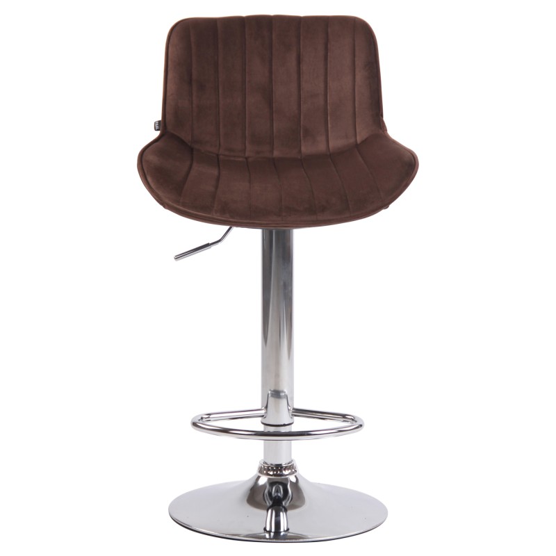 Taburete de bar Lentini en terciopelo cromado marrón