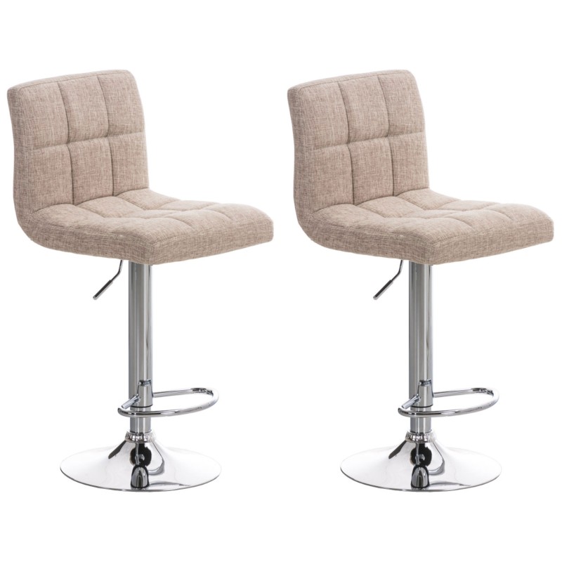 Juego de 2 taburetes de bar Perú, tela crema C