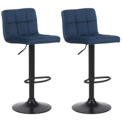 Juego de 2 taburetes de bar Feni en terciopelo azul