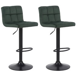 Juego de 2 taburetes de bar Feni en terciopelo verde