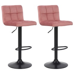 Juego de 2 taburetes de bar Feni en terciopelo rosa