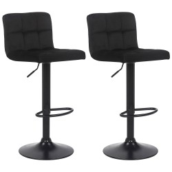 Juego de 2 taburetes de bar Feni en terciopelo negro