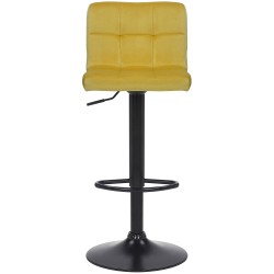 Juego de 2 taburetes de bar Feni en terciopelo amarillo Juego de 2 taburetes de bar Feni en terciopelo amarillo