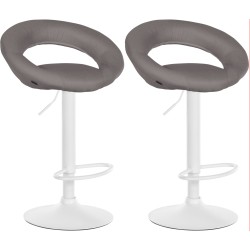 Juego de 2 taburetes de bar Olinda en tela blanca y gris