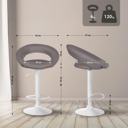 Juego de 2 taburetes de bar Olinda en tela blanca y gris