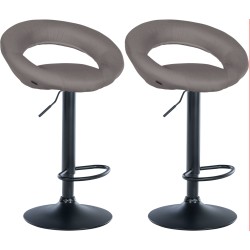 Juego de 2 taburetes de bar Olinda en tela negra y gris