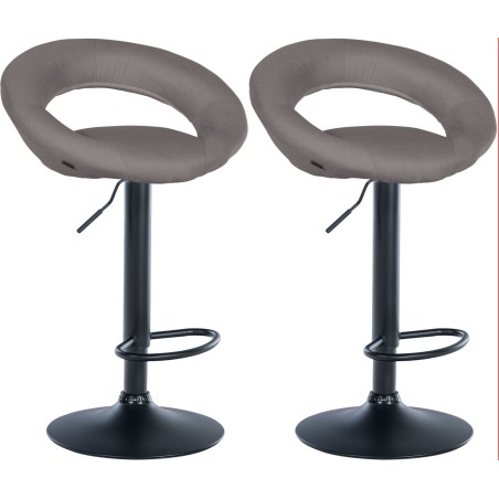Juego de 2 taburetes de bar Olinda en tela negra y gris
