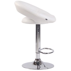 Juego de 2 taburetes de bar Olinda, piel sintética, cromado y blanco