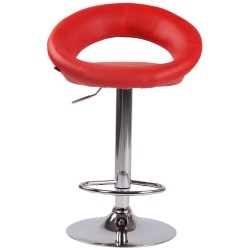 Juego de 2 taburetes de bar Olinda en piel sintética cromada roja