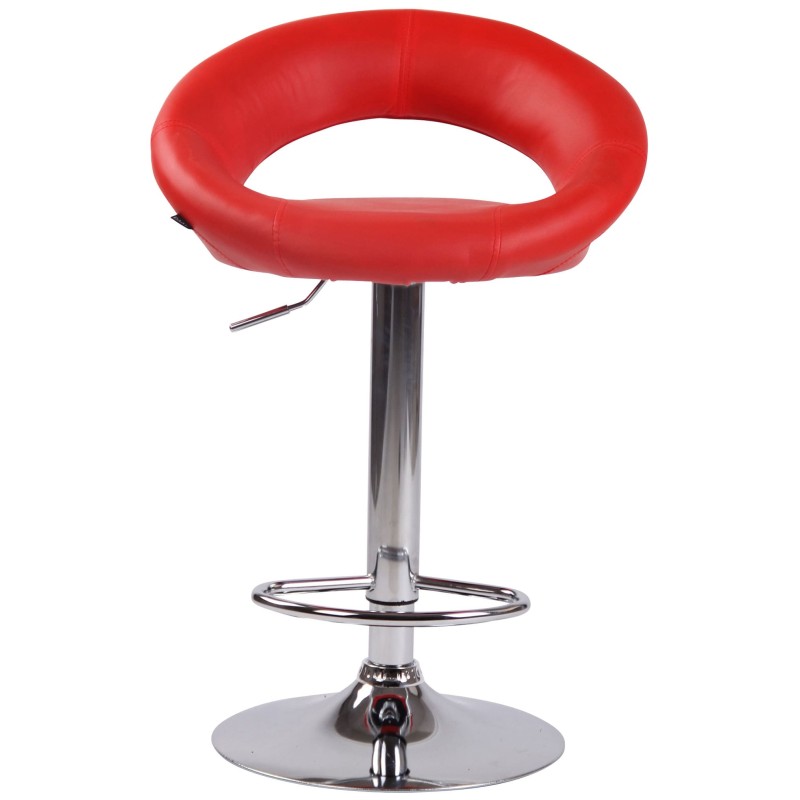 Juego de 2 taburetes de bar Olinda en piel sintética cromada roja