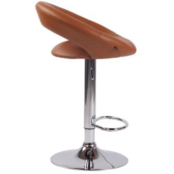 Juego de 2 taburetes de bar Olinda en piel sintética cromada marrón claro