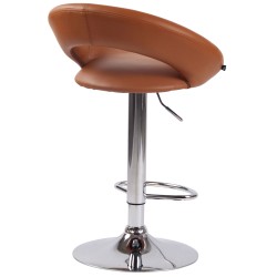 Juego de 2 taburetes de bar Olinda en piel sintética cromada marrón claro