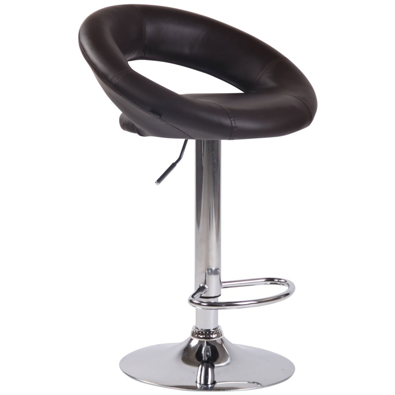 Juego de 2 taburetes de bar Olinda en piel sintética marrón y cromo
