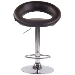 Juego de 2 taburetes de bar Olinda en piel sintética marrón y cromo
