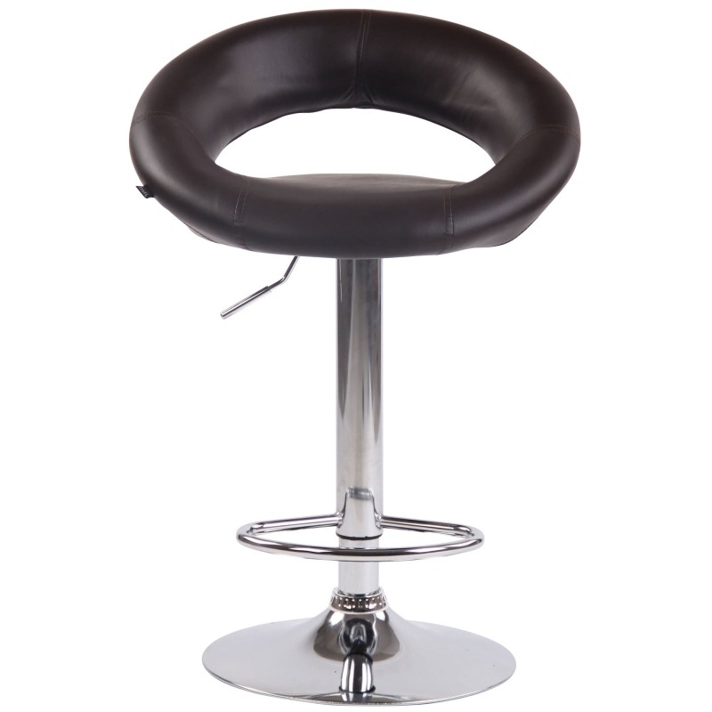 Juego de 2 taburetes de bar Olinda en piel sintética marrón y cromo