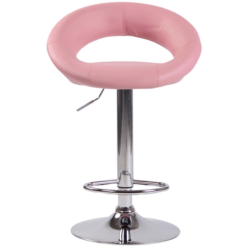 Juego de 2 taburetes de bar Olinda en piel sintética cromada rosa