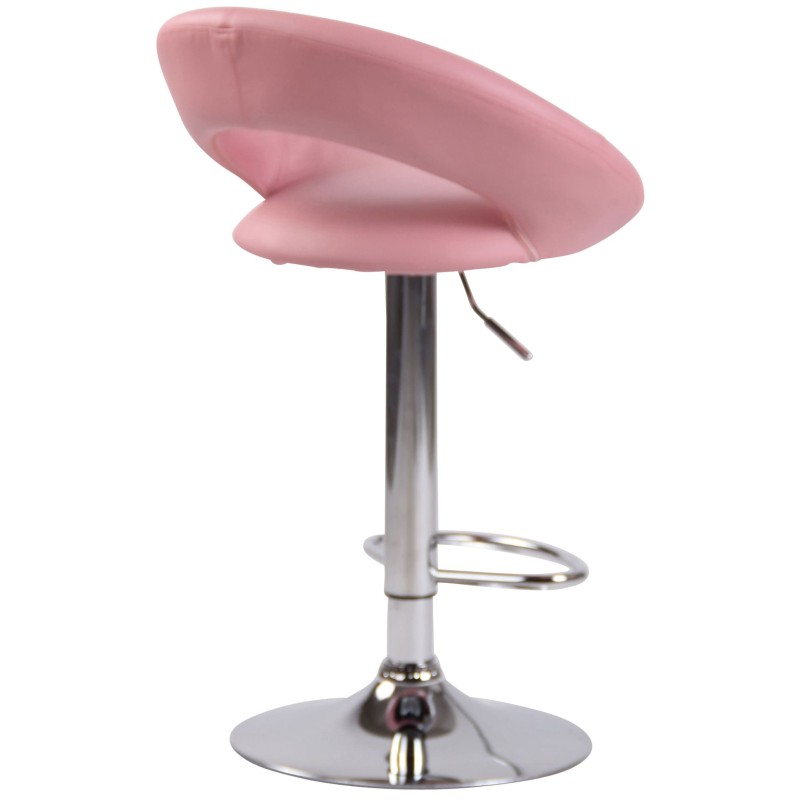Juego de 2 taburetes de bar Olinda en piel sintética cromada rosa