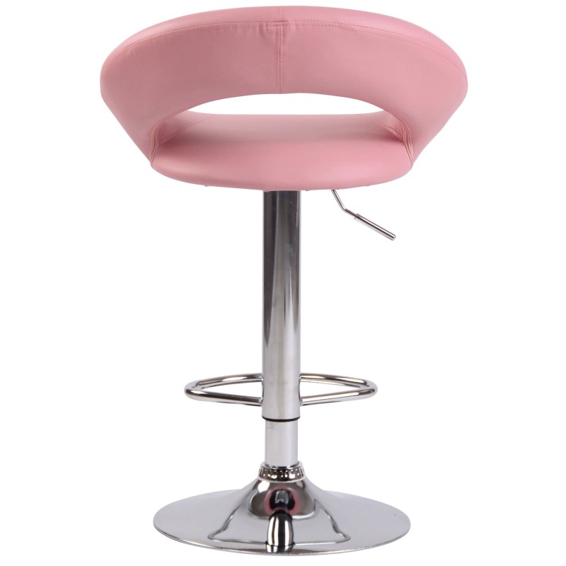 Juego de 2 taburetes de bar Olinda en piel sintética cromada rosa