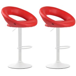 Juego de 2 taburetes de bar Olinda en piel sintética blanca y roja