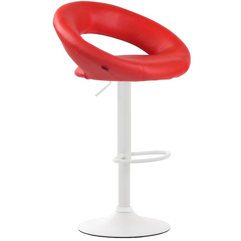Juego de 2 taburetes de bar Olinda en piel sintética blanca y roja