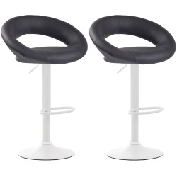 Juego de 2 taburetes de bar Olinda en piel sintética color blanco y gris