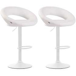 Juego de 2 taburetes de bar Olinda de piel sintética blanca