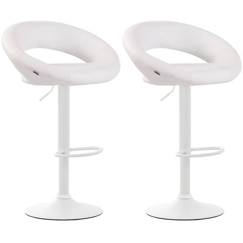 Juego de 2 taburetes de bar Olinda de piel sintética blanca