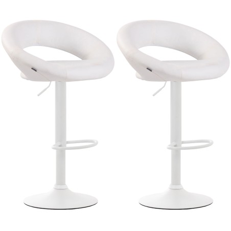 Juego de 2 taburetes de bar Olinda de piel sintética blanca
