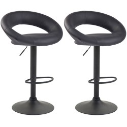 Juego de 2 taburetes de bar Olinda en piel sintética negra y gris