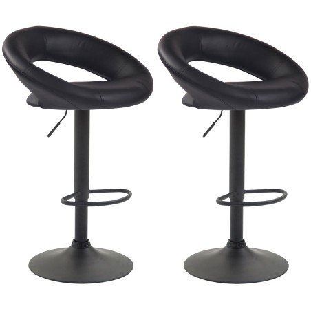 Juego de 2 taburetes de bar Olinda en piel sintética negra