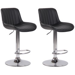 Juego de 2 taburetes de bar Lentini en piel sintética cromada negra