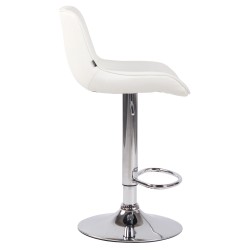 Juego de 2 taburetes de bar Lentini, piel sintética, blanco cromado