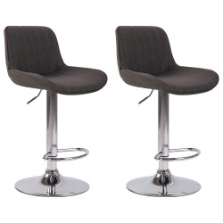 Juego de 2 taburetes de bar Lentini en tela cromada gris oscuro