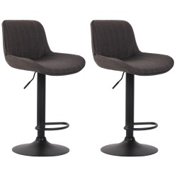 Juego de 2 taburetes de bar Lentini en tejido negro y gris oscuro